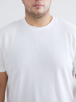 B?y?k Beden Bisiklet Yaka Penye Erkek Ti??rt