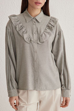 TRENDYOLMILLA Mavi F?rf?r Detayl? Dokuma Gomlek TWOSS20GO0357  фото 11