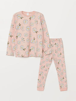 Bisiklet Yaka Uzun Kollu ?i?ekli K?z Bebek Pijama Tak?m?