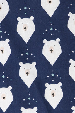 КПБ с простыней на резинке арт. КПБ-ПР/белый-мишка-синий