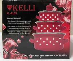 Набор кастрюль эмаль "Kelli" 6 пр , арт. KL-4169