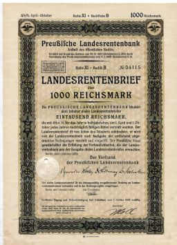 Облигация 4,5% 1000 рейхсмарок 1939 года Германия