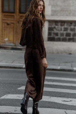 FAUX SUEDE DIE-CUT HEM JACKET - Zara фото 6