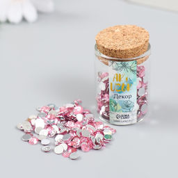 Цена за 2 шт. Декор для творчества в бутылочке Стразы. Светло-розовый набор 500 шт d=0,5 см 7х2х2 см