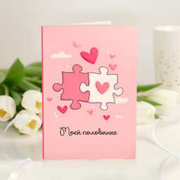 Открытка 4 шоколадки "Моей половинке"