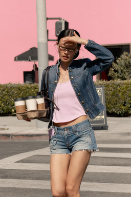 TOP RIB TIRANTES / Rosa pastel