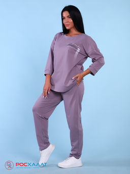 Трикотажный костюм с брюками пастельно-лиловый К-59 (5)