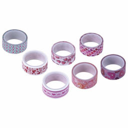 Клейкие WASHI-ленты для декора «Сердца», 15 мм × 3 м (набор 7 шт.) рисовая бумага