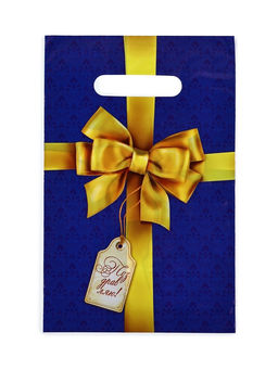 Цена за 50 шт. Подарочный пакет, полиэтиленовый, с вырубной ручкой, «Золотой бант», 20×30 см,