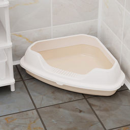 Лоток-туалет для кошек 55,5х41,5х15см, угловой, с бортом, пластик, бежевый (Россия) - Pet toys фото 5