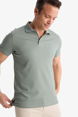 Slim Fit Dar Kesim Polo Yaka K_sa Kollu Dokulu Basic D_z Ti__rt - Defacto фото 3