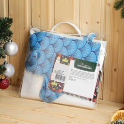 Набор для бани с принтом Водяной дракон: шапка, рукавица, коврик, голубой, р. 41-43 - Simaland фото 6