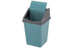 Ведро для мусора с подвижной крышкой 16 л 26*26*43 см квадратное бирюзовый/серый (941655) - Elan gallery фото 5