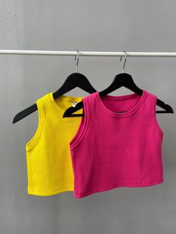 Топ Кашкорсе Хлопок с лайкрой качество пенье, желтый - Knitka wear фото 4