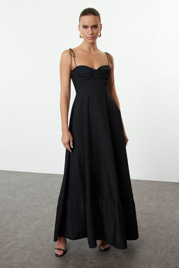 TRENDYOLMILLA Beyaz Drape Detayl? Dokuma Maxi Elbise TWOSS24EL01128 фото 9