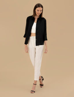 Siyah Comfort Fit Saten G_mlek