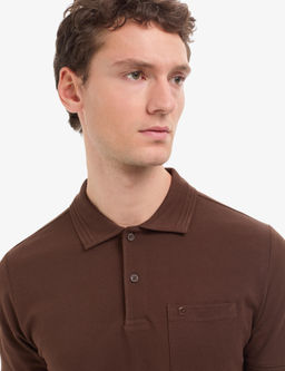 Koyu Kahverengi Regular Fit %100 Pamuk K_vr_lmaz Polo Yaka Basic Ti__rt