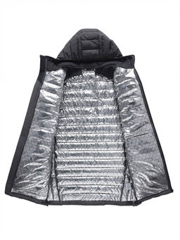 Куртка мужская удлинённая стёганая с капюшоном и графеновой подкладкой утеплитель тинсулейт