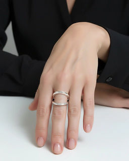 Кольцо с белым серебрением