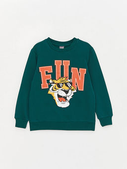 Bisiklet Yaka Bask?l? Uzun Kollu Erkek ?ocuk Sweatshirt ve E?ofman Alt? - Waikiki фото 2