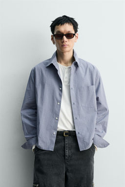 CAMISA BOXY FIT CUADROS / Azul lavado - Zara фото 2