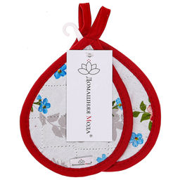 Розовый ноктюрн Кухонный комплект: прихватка 18х16см Капелька - 2шт, хлопок Премиум 191г/м2 - хлопок 100%, наполнитель - ватин 280гр/м2, Домашняя мода (Россия)