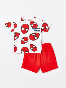 Bisiklet Yaka Spiderman Bask?l? Erkek Bebek Ti??rt ve ?ort 2li Tak?m