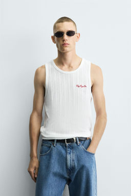 EMBROIDERED RIB TANK T-SHIRT - Zara фото 2