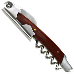 Штопор-открывалка металлический Дятел с ножом, в металлическом корпусе под красное дерево, 11,5х2,5х1,5см, в коробке (Китай)