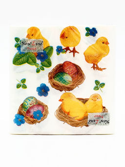 Цена за 3 шт. Салфетки бумажные Пасхальные цыплята, 2 слоя, 33?33 см, 20 шт.