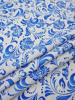 Рогожка Гжельский узор цв.серый меланж, ш.1.5м, хлопок-100%, 170гр/м.кв