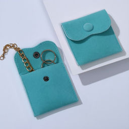 Цена за 10 шт. Конвертик для украшений бархатный, 7*7см, цвет тиффани