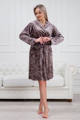 Халат женский из велюр мрамор Нежность пурпурно-серый - Амадэль фото 8