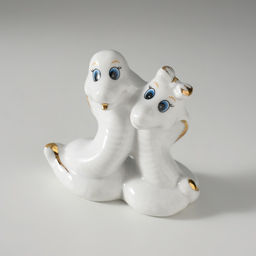 Фигурка керамика Парочка кобр: любовь, белый с золотом, 4.5?9?8 см