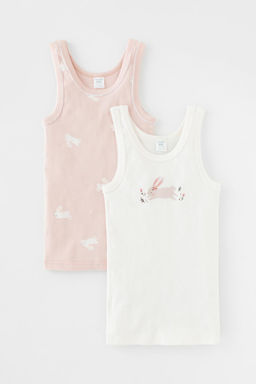 Crockid _ К 1181-2уп/белая лилия,пыльный персик,зайчики Ал набор майка для дев