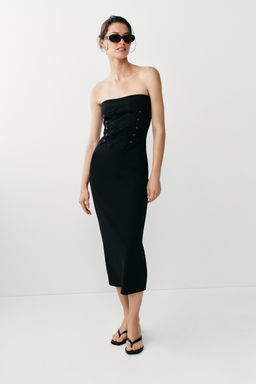 VESTIDO STRETCH ALAMARES / Negro