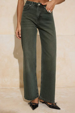 Haki Yuksek Bel Genis Paca Vintage Y?kama Wide Leg Jeans TWOSS26JE00017 - Trendyolmilla фото 5