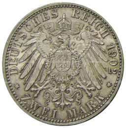 2 марки 1902 года Германия (Баден)  50 лет правлению Фридриха I