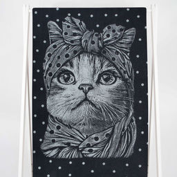 Полотенце махровое 6с102.411ж1 Кошка в горошек(антрацит) 67х150см