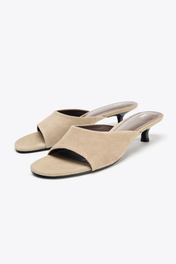 SUEDE KITTEN HEEL SANDALS - Zara фото 9