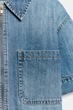 CAMISA Z1975 DENIM MANGA CORTA / Azul medio - Zara фото 8