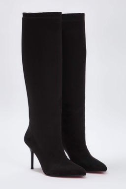 Siyah Suet K?rm?z? Taban Sivri Burun Ince Topuklu Kad?n Cizme TAKAW26CZ00032 - Trendyolmilla фото 2