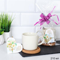 Кружка 210 мл с подставкой под горячее + ложка / TF-502 /уп/ в подарочной упаковке/ АКЦИЯ