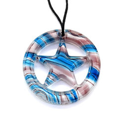 Подвеска Звезда 47*47мм из муранского стекла цв.лазурный