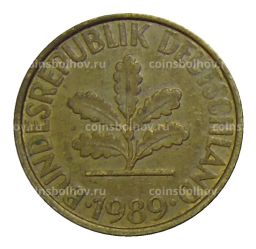 Монета 10 пфеннигов 1989 года F Германия