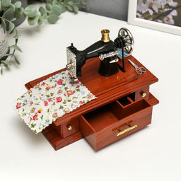 Шкатулка музыкальная механическая «Мамина швейная машинка», пластик, 9.5×18×13.5 см