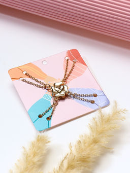 Кулоны парные на цепочке «Неразлучники. 4 сердца», L=55 см, набор 2 шт. на магните, цвет золото