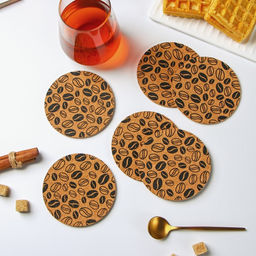 Набор подставок под горячее Доляна «Кофе», под кружку, пробка, 6 шт., d=10 см