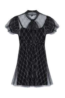 Siyah A-Kesim Dokuma Tul K?sa Elbise TPRSS24EL00249 - Trendyolmilla фото 6