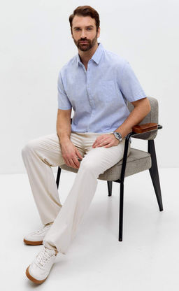 Рубашка к/р лен F111-0450 l.blue stripes - Fine joyce фото 10